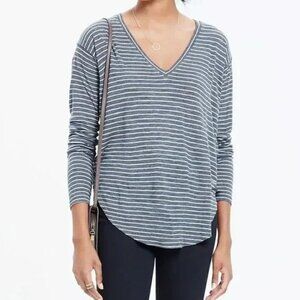 Madewell Tee Shirt Anthem‎ Gray Stripe Long Sleeve Size Medium